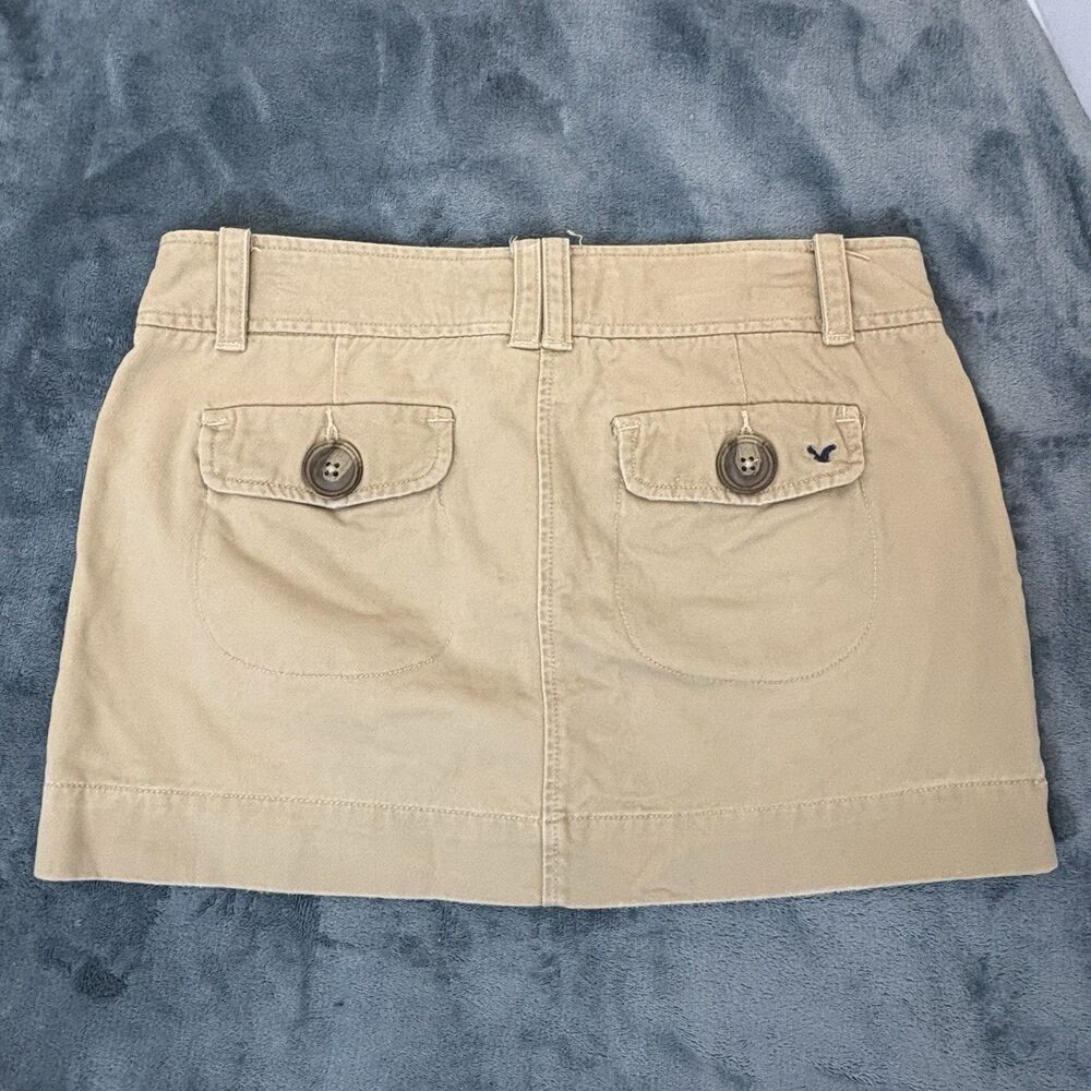 Y2K  American Eagle Khaki Mini Skirt Size 8 2000s Preppy Cargo - Picture 5 of 8